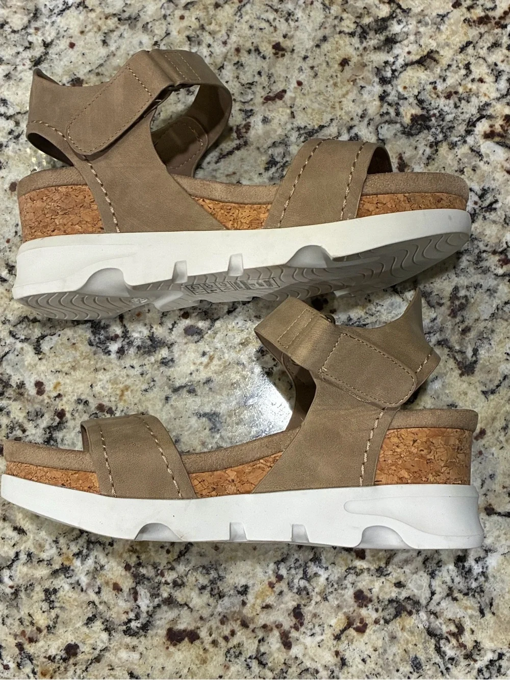Women’s Taupe Wedge Sandals - Comfortable Platform Heel